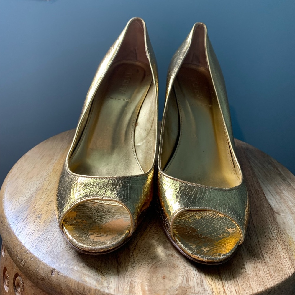 J.crew gold low heel